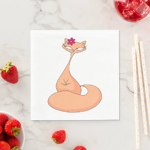 Katze mit Blume Niedlich Kawaii Kitty Serviette