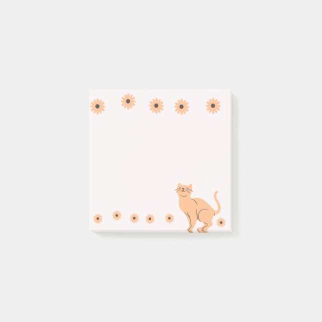 Katze mit Blume Post-it Klebezettel (Vorderseite)