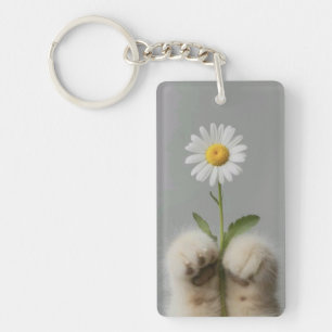 Katze mit Blume Schlüsselanhänger