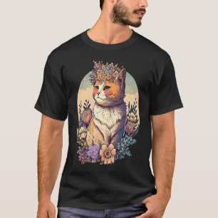 Katze mit Blumenkranz 3 T-Shirt