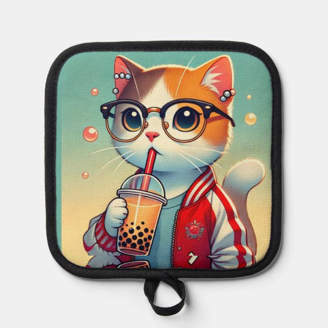 KATZE MIT BOBA TOPFLAPPEN (Vorderseite)