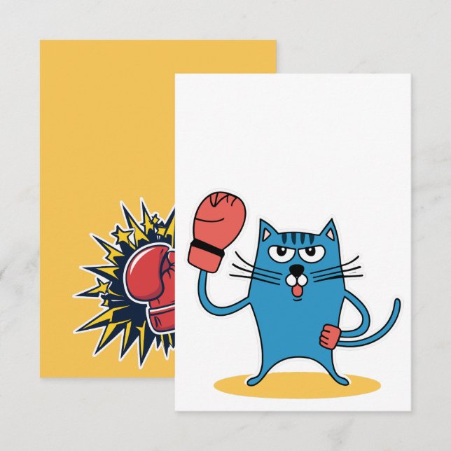 Katze mit Boxhandschuhen (Vorne/Hinten)