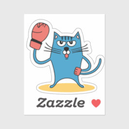 Katze mit Boxhandschuhen Aufkleber