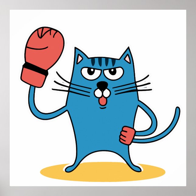 Katze mit Boxhandschuhen Poster (Vorne)