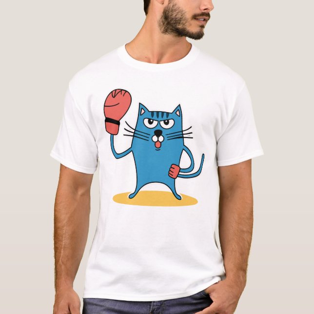 Katze mit Boxhandschuhen T-Shirt (Vorderseite)