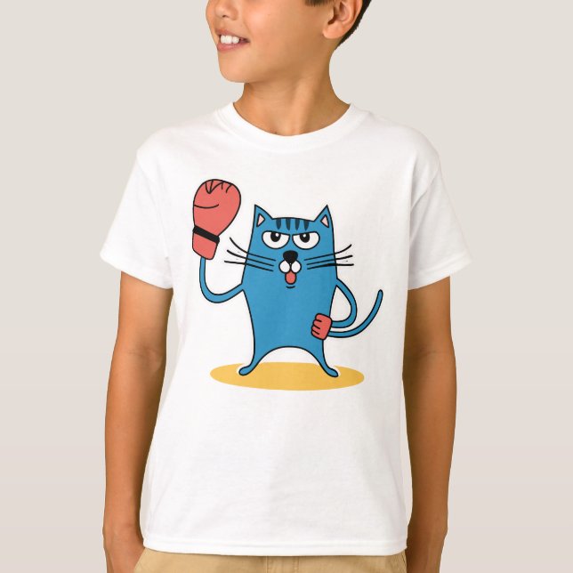 Katze mit Boxhandschuhen T-Shirt (Vorderseite)