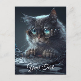 Katze mit Brille. Postkarte
