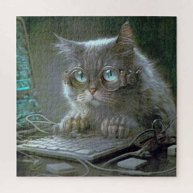 Katze mit Brille. Puzzle (Vertikal)