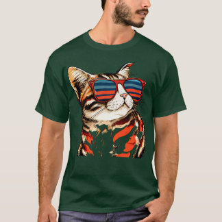Katze mit Brille Sommer Für alle Katzenliebhaber T-Shirt
