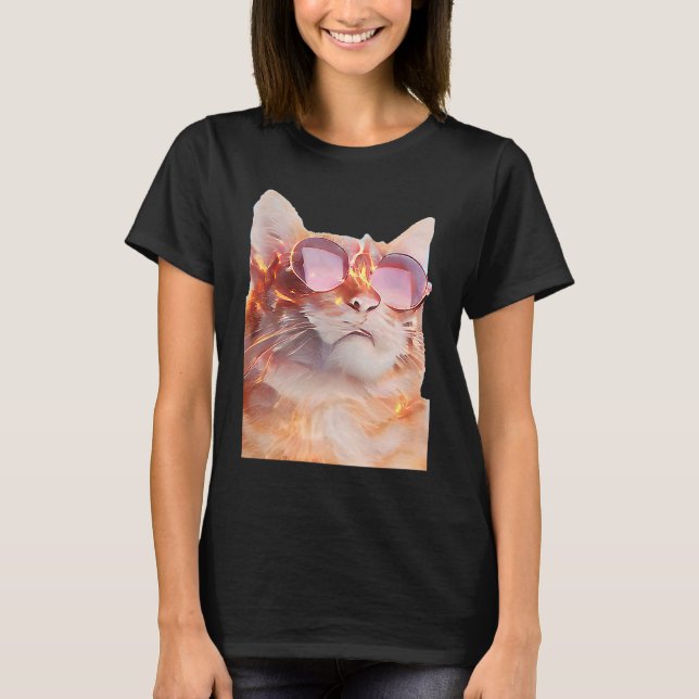 Katze mit Brille T-Shirt (Vorderseite)