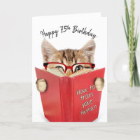 Katze mit Brille und Rotes Buch 75. Geburtstag