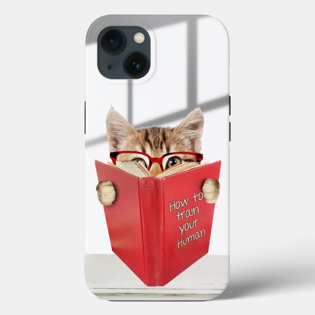 Katze mit Brille und Rotes Buch Case-Mate iPhone Hülle (Rückseite)