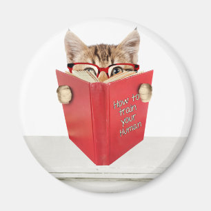 Katze mit Brille und Rotes Buch Magnet