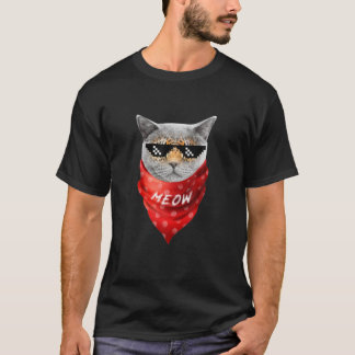 Katze mit Brillen mit rotem Bandana, Brillen Männe T-Shirt