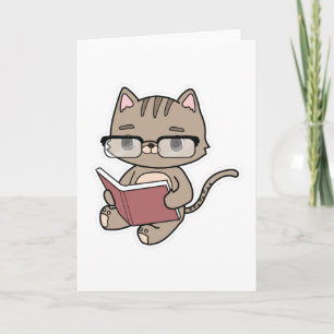 Katze mit Buch in Reading Karte