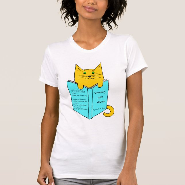 Katze mit Buch T-Shirt (Vorderseite)