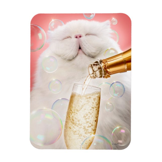 Katze mit Champagner Magnet (Vertikal)