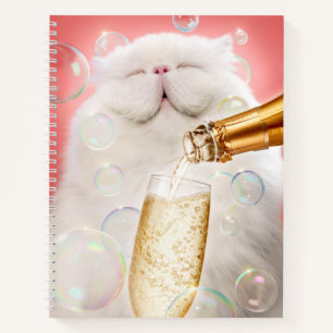 Katze mit Champagner Notizbuch