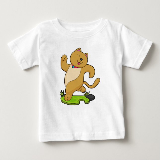 Katze mit Choker beim Laufen Baby T-shirt (Vorderseite)