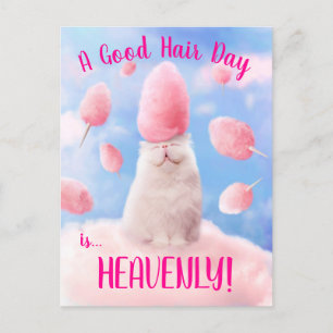 Katze mit Cotton Candy Hair Einladungspostkarte