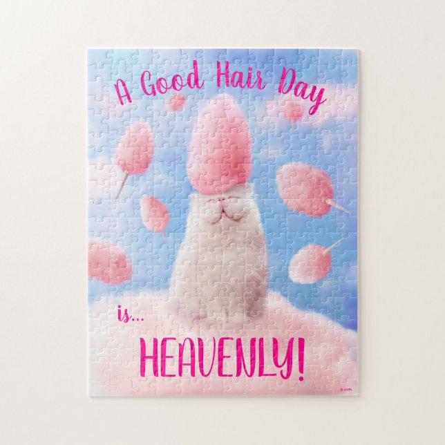 Katze mit Cotton Candy Hair Puzzle (Vertikal)