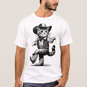 Katze mit Cowboyhut und Stiefel Cowgirl Western Co T-Shirt