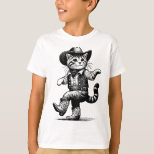 Katze mit Cowboyhut und Stiefel Cowgirl Western Co T-Shirt