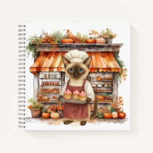 Katze mit Cupcake für Bäckerei Erntedank Notizbuch