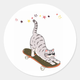 Katze mit dem Brett Runder Aufkleber