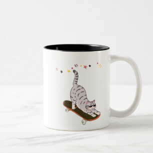 Katze mit dem Brett Zweifarbige Tasse