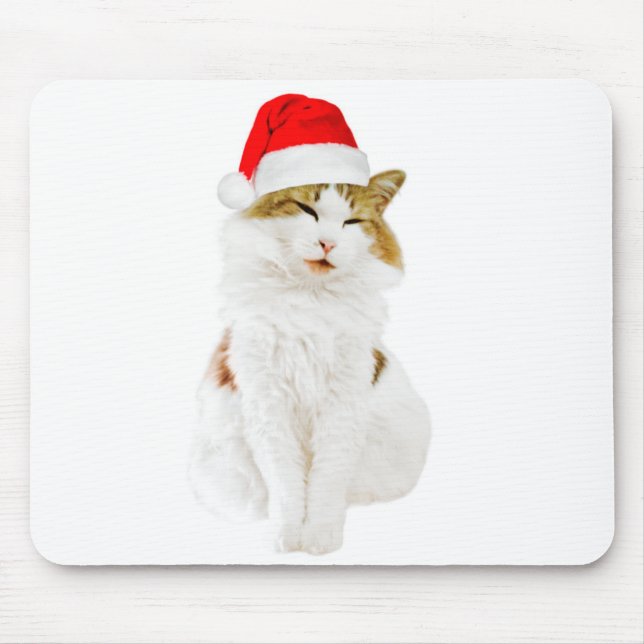 Katze mit dem Hut des Weihnachtsmanns Mousepad (Vorne)