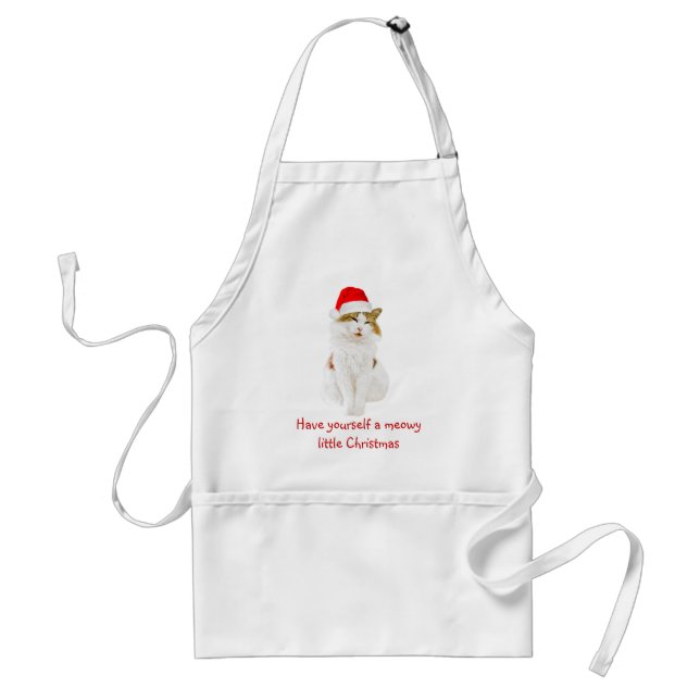 Katze mit dem Hut des Weihnachtsmanns Schürze (Vorne)