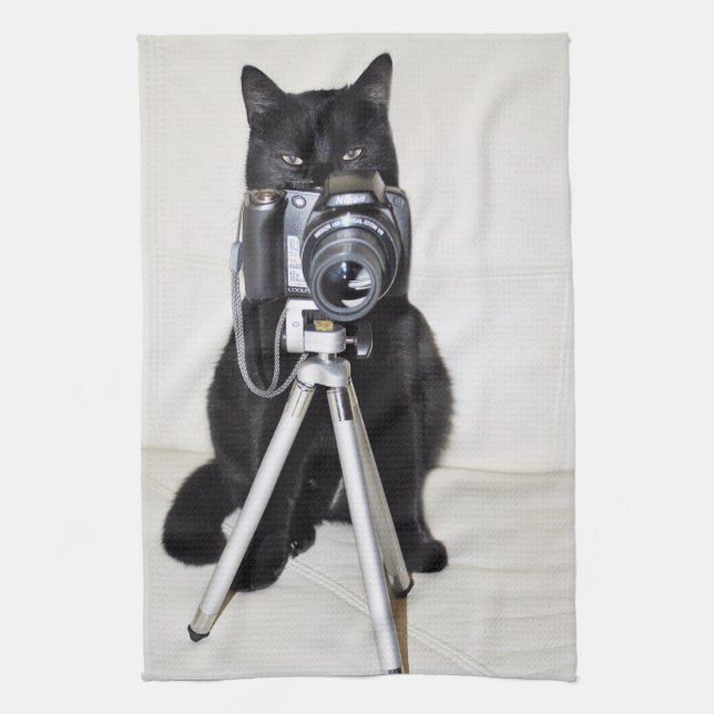 Katze mit der Kamera Geschirrtuch (Vertikal)