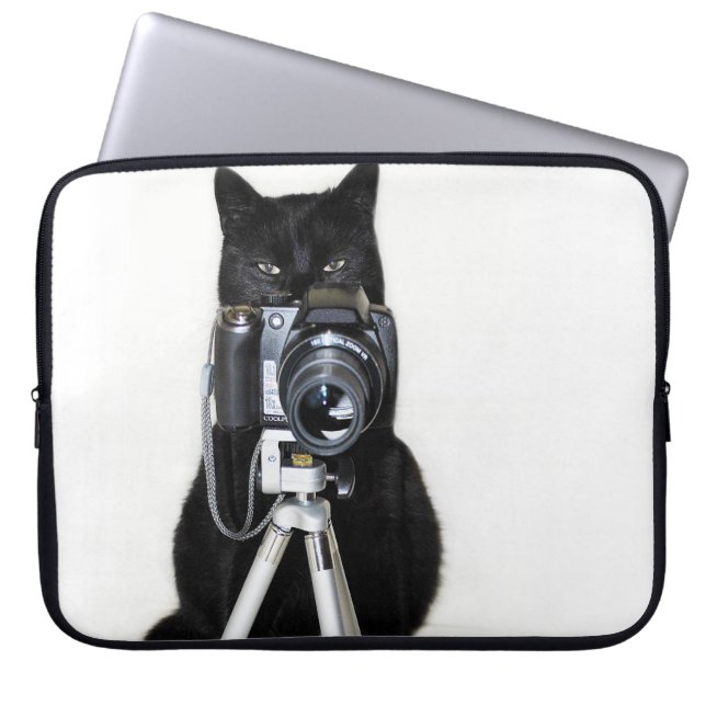 Katze mit der Kamera Laptop Sleeve (Vorderseite)