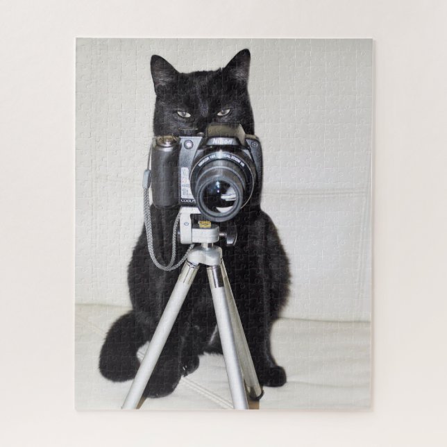 Katze mit der Kamera Puzzle (Vertikal)