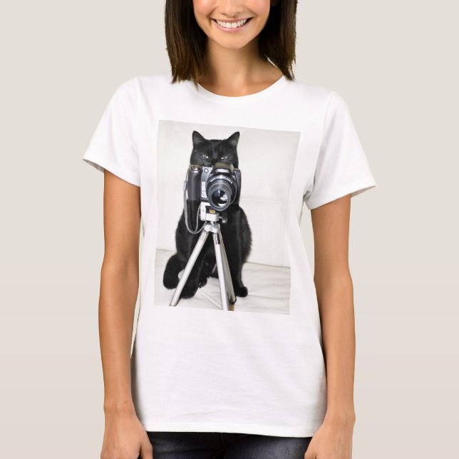 Katze mit der Kamera T-Shirt (Vorderseite)