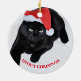Katze mit der roten Weihnachtsmannmütze Keramik Ornament