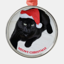 Katze mit der roten Weihnachtsmannmütze Ornament Aus Metall