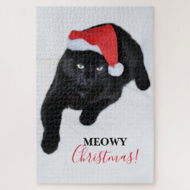 Katze mit der roten Weihnachtsmannmütze Puzzle