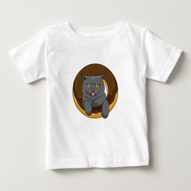 Katze mit Donut Baby T-shirt (Vorderseite)