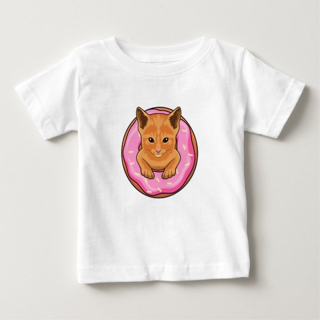 Katze mit Donut Baby T-shirt (Vorderseite)