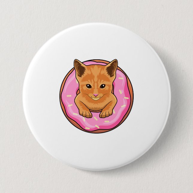 Katze mit Donut Button (Vorderseite)