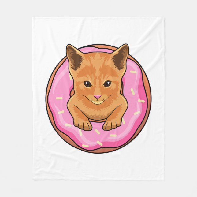 Katze mit Donut Fleecedecke (Vorderseite)