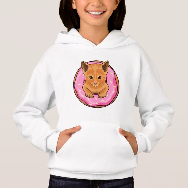 Katze mit Donut Hoodie (Vorderseite)