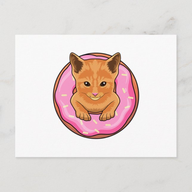 Katze mit Donut Postkarte (Vorderseite)