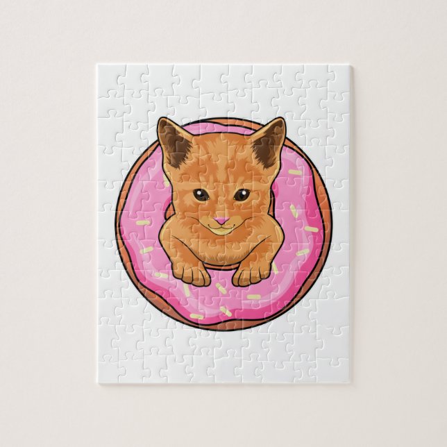 Katze mit Donut Puzzle (Vertikal)