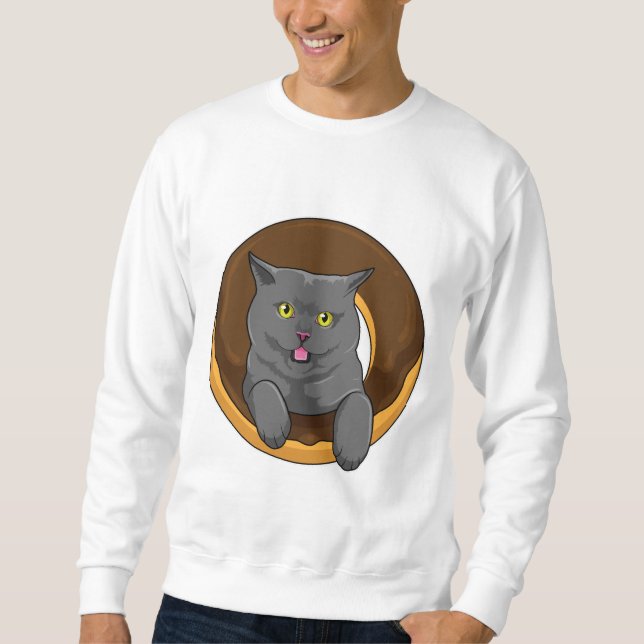 Katze mit Donut Sweatshirt (Vorderseite)