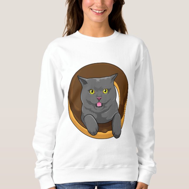Katze mit Donut Sweatshirt (Vorderseite)