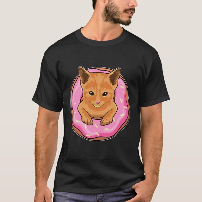 Katze mit Donut T-Shirt (Vorderseite)