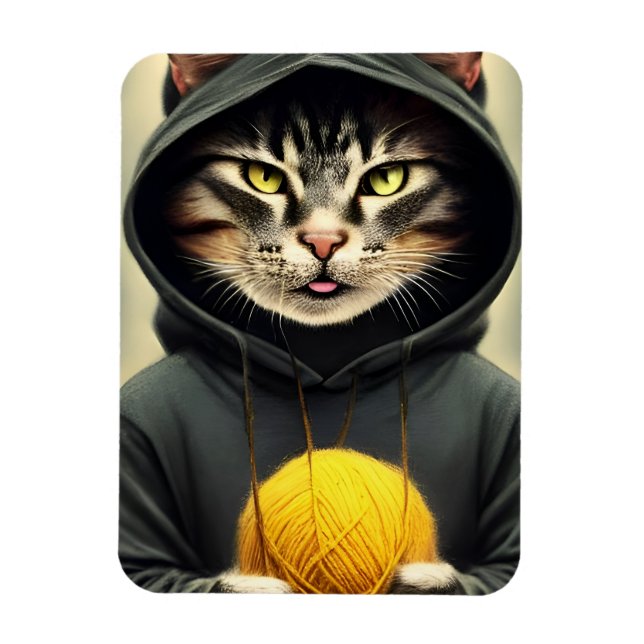 Katze mit einem Ball aus Garn Magnet (Vertikal)